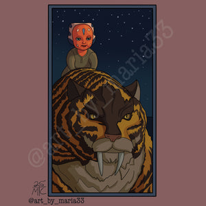 Baby soka on tiger